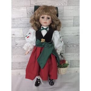 Sorrento Porcelain 17" Doll Red And Black Dress Gorgeous! Displayed Only!